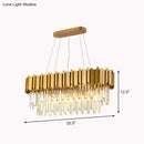 GobekUsa Gold Prismatic Crystal 5-Head Postmodern Oval Hanging Light for Dining Room Island Ceiling