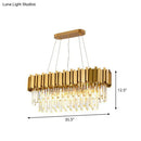 GobekUsa Gold Prismatic Crystal 5-Head Postmodern Oval Hanging Light for Dining Room Island Ceiling