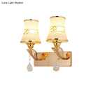 GobekUsa Gold Ribbed Glass Wall Sconce Light - Traditional 2-Bulb Fixture for Dining Room