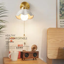 Gold ruffled glass wall light fixture bedroom pull chain lamp by Decorbites