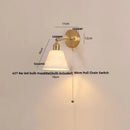 Gold ruffled glass wall light fixture bedroom pull chain lamp by Decorbites