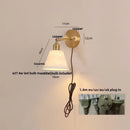 Gold ruffled glass wall light fixture bedroom pull chain lamp by Decorbites