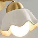 Gold ruffled glass wall light fixture bedroom pull chain lamp by Decorbites