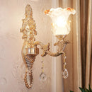 GobekUsa Gold Scrolled Arm Wall Mount Lamp with Crystal Accent - Elegant Metallic Wall Sconce