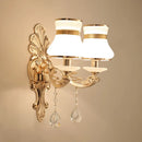 GobekUsa Gold Scrolled Arm Wall Mount Lamp with Crystal Accent - Elegant Metallic Wall Sconce