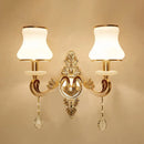 GobekUsa Gold Scrolled Arm Wall Mount Lamp with Crystal Accent - Elegant Metallic Wall Sconce