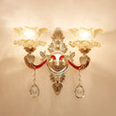 GobekUsa Gold Scrolled Arm Wall Mount Lamp with Crystal Accent - Elegant Metallic Wall Sconce