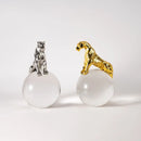 GobekUsa Leopard Crystal Ball Metal Cheetah Sculpture Home Decor