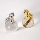 GobekUsa Leopard Crystal Ball Metal Cheetah Sculpture Home Decor