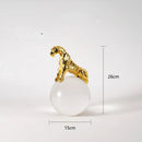 GobekUsa Leopard Crystal Ball Metal Cheetah Sculpture Home Decor