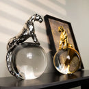 GobekUsa Leopard Crystal Ball Metal Cheetah Sculpture Home Decor
