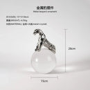 GobekUsa Leopard Crystal Ball Metal Cheetah Sculpture Home Decor