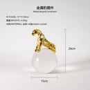 GobekUsa Leopard Crystal Ball Metal Cheetah Sculpture Home Decor