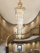 GobekUsa Gold Stainless Steel Crystal Chandelier Pendant Light for Large Home, Staircase Glam