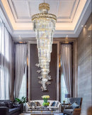 GobekUsa Gold Stainless Steel Crystal Chandelier Pendant Light for Large Home Decor
