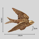 Gold swallow dove wall hanging hooks living room decor by Decorbites