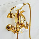 GobekUsa Gold Swan Bathtub & Shower Faucet Set - Wall Mounted Bathroom Mixer Tap