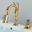 GobekUsa Gold Swan Crystal Handle Bathroom Faucet - Deck Mounted Basin Mixer Tap