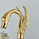 GobekUsa Gold Swan Crystal Handle Bathroom Faucet - Deck Mounted Basin Mixer Tap