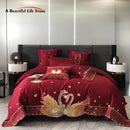 GobekUsa Gold Swan Love Wedding Bedding Set, Egyptian Cotton, 1000TC, 4 or 6Pcs