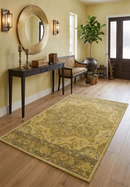 Gold Traditional Floral Hand Tufted Wool Area Rug - Overdyed by The Rug Decor
