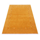 Gold Tribal Border Design Hand Loomed Wool Area Rug