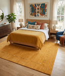 Gold Tribal Border Hand Loomed Wool Area Rug - Geometric Design by The Rug Decor