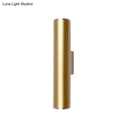 GobekUsa Gold Tube Wall Mounted LED Flush Mount Sconce for Corridor - Simple 1 Bulb Metal Light, 12"/19.5" H