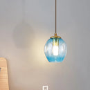 GobekUsa Gold Tulip Wall Lamp Sconce with Blue/Smoke Gray Dimpled Glass Shade - Modern 1 Light Hanging Light