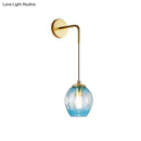 GobekUsa Gold Tulip Wall Lamp Sconce with Blue/Smoke Gray Dimpled Glass Shade - Modern 1 Light Hanging Light