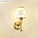 GobekUsa Gold Wall Light with Crystal Accent and White Tapered Glass Shade