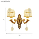 GobekUsa Gold Wall Mount Light Arc Sconce Lamp for Corners - Modern Crystal Block Fixture
