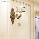 GobekUsa Gold Wall Mount Light Arc Sconce Lamp for Corners - Modern Crystal Block Fixture