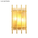 GobekUsa Gold Wall Mounted Light Fixture with Clear Crystal Rods - Modern Cylindrical/Rectangle Design - Ideal for Hallways (2 Heads)