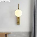 GobekUsa Gold Wall Sconce with White/Amber/Smoke Gray Glass Orb - Modern Bedroom Light Fixture
