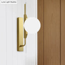 GobekUsa Gold Wall Sconce with White/Amber/Smoke Gray Glass Orb - Modern Bedroom Light Fixture