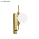 GobekUsa Gold Wall Sconce with White/Amber/Smoke Gray Glass Orb - Modern Bedroom Light Fixture