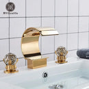 GobekUsa Gold Waterfall Double Handle Bathroom Basin Faucet