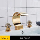 GobekUsa Gold Waterfall Double Handle Bathroom Basin Faucet