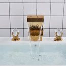GobekUsa Gold Waterfall Double Handle Bathroom Basin Faucet
