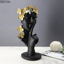 GobekUsa Gold Silence Is Gold Garland Figure Resin Sculpture Desk Decoration