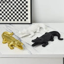 Gold white & rainbow crocodile resin sculpture desk living room decor by Decorbites