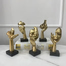 Golden abstract mask statue for home office decor by Decorbites