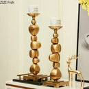 GobekUsa Golden Alloy Stone Pile Candle Holder Ornament Home Aroma Container