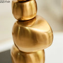 GobekUsa Golden Alloy Stone Pile Candle Holder Ornament Home Aroma Container