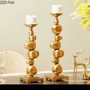 GobekUsa Golden Alloy Stone Pile Candle Holder Ornament Home Aroma Container