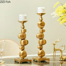 GobekUsa Golden Alloy Stone Pile Candle Holder Ornament Home Aroma Container