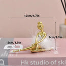 Golden and white ballet girl resin figurine bedroom desktop decor by Decorbites