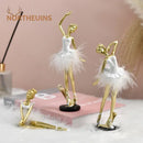 Golden and white ballet girl resin figurine bedroom desktop decor by Decorbites