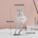 Golden and white ballet girl resin figurine bedroom desktop decor by Decorbites